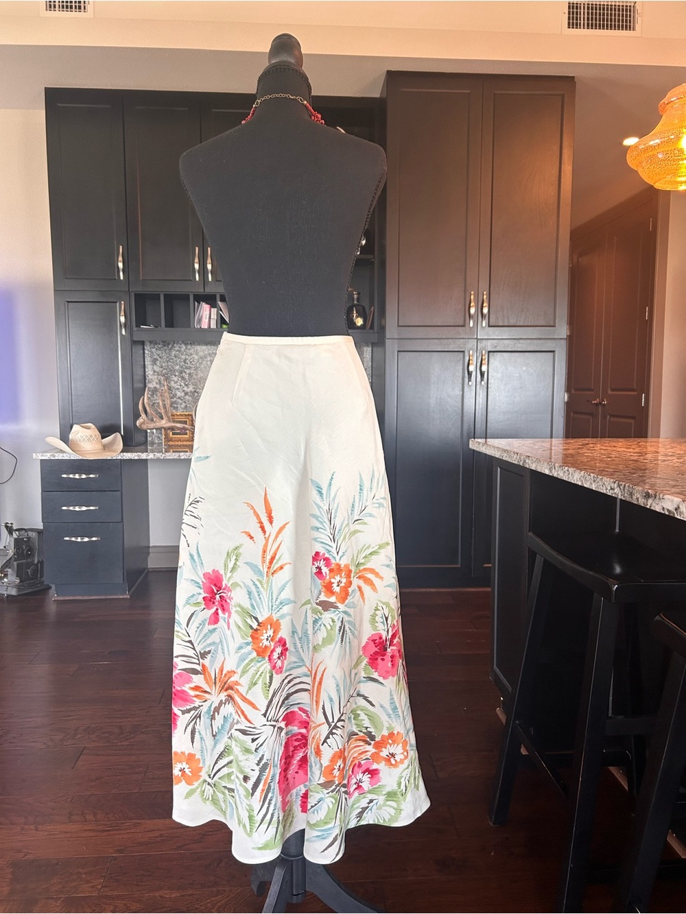 Talbots Cream Maxi Skirt with Pink & Orange Floral Print - Picture 3 of 4